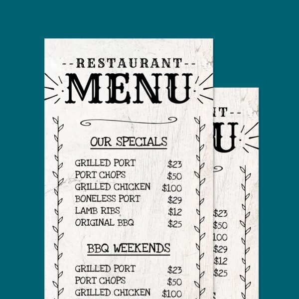 Chalk Board Style Menu Template