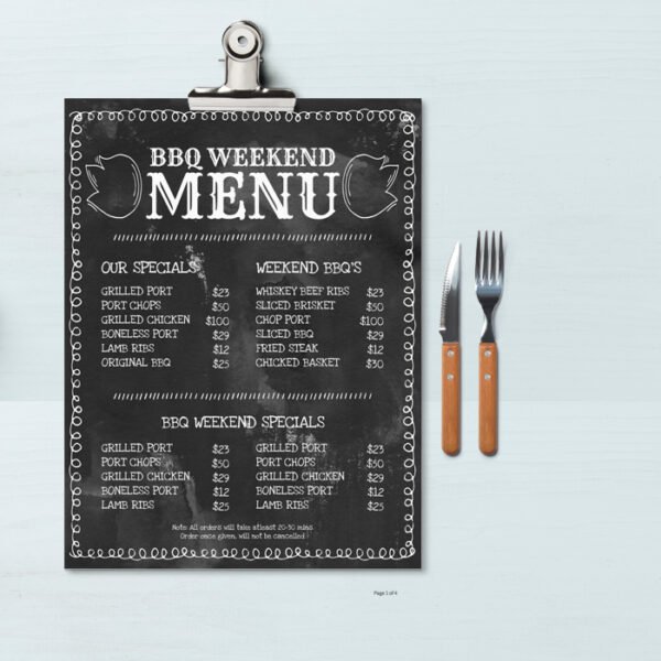 Chalk Board Style Menu