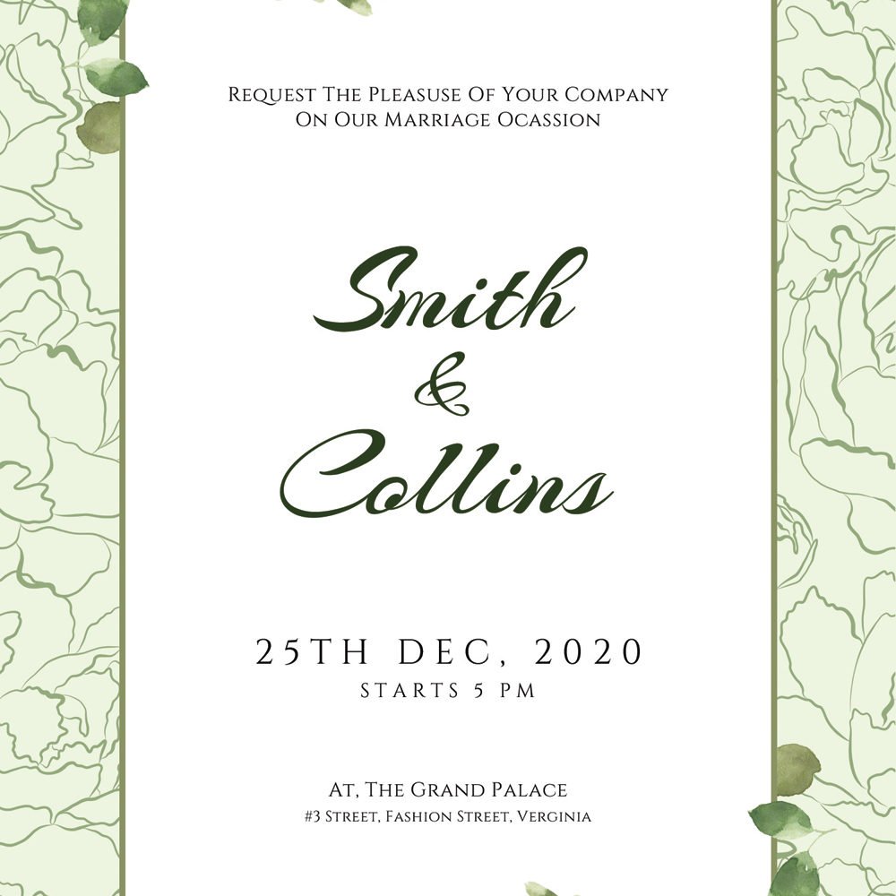 Floral Wedding Invitation Card