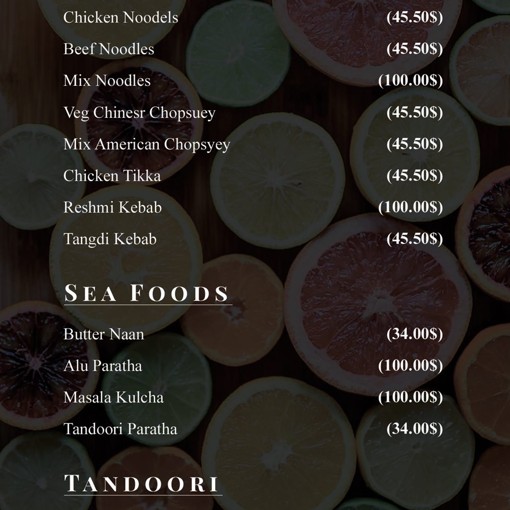 Food Menu Card Template