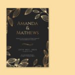 Gold Floral Wedding Invitation Card