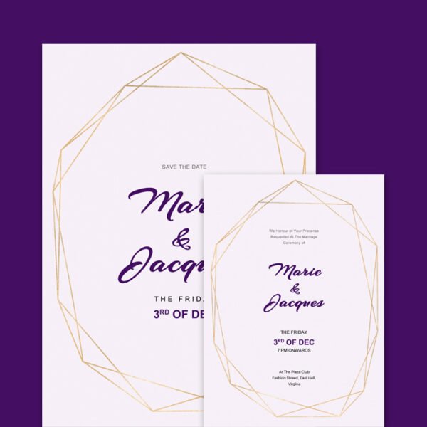 Gold Lines Wedding Invitation
