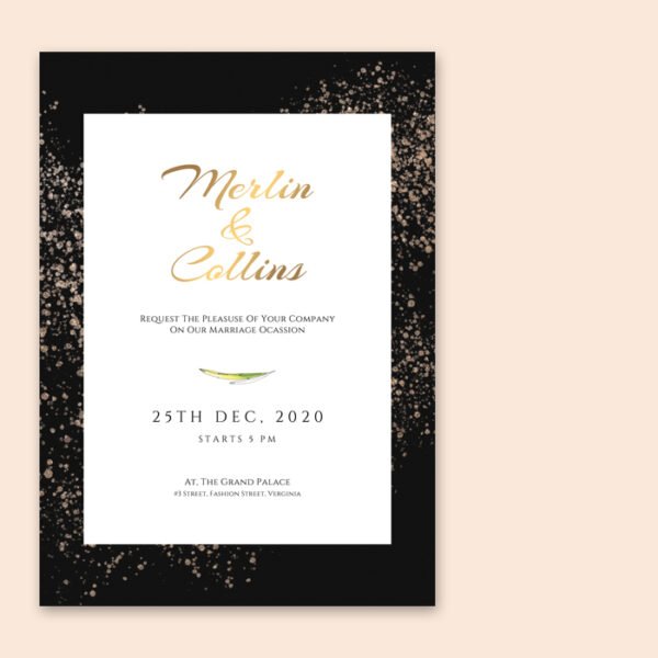 Gold Wedding Invitation Card