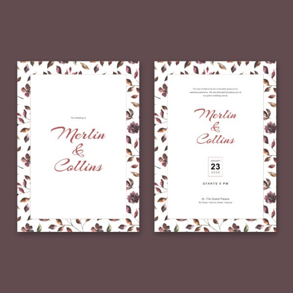Leaf Background Wedding Invitation