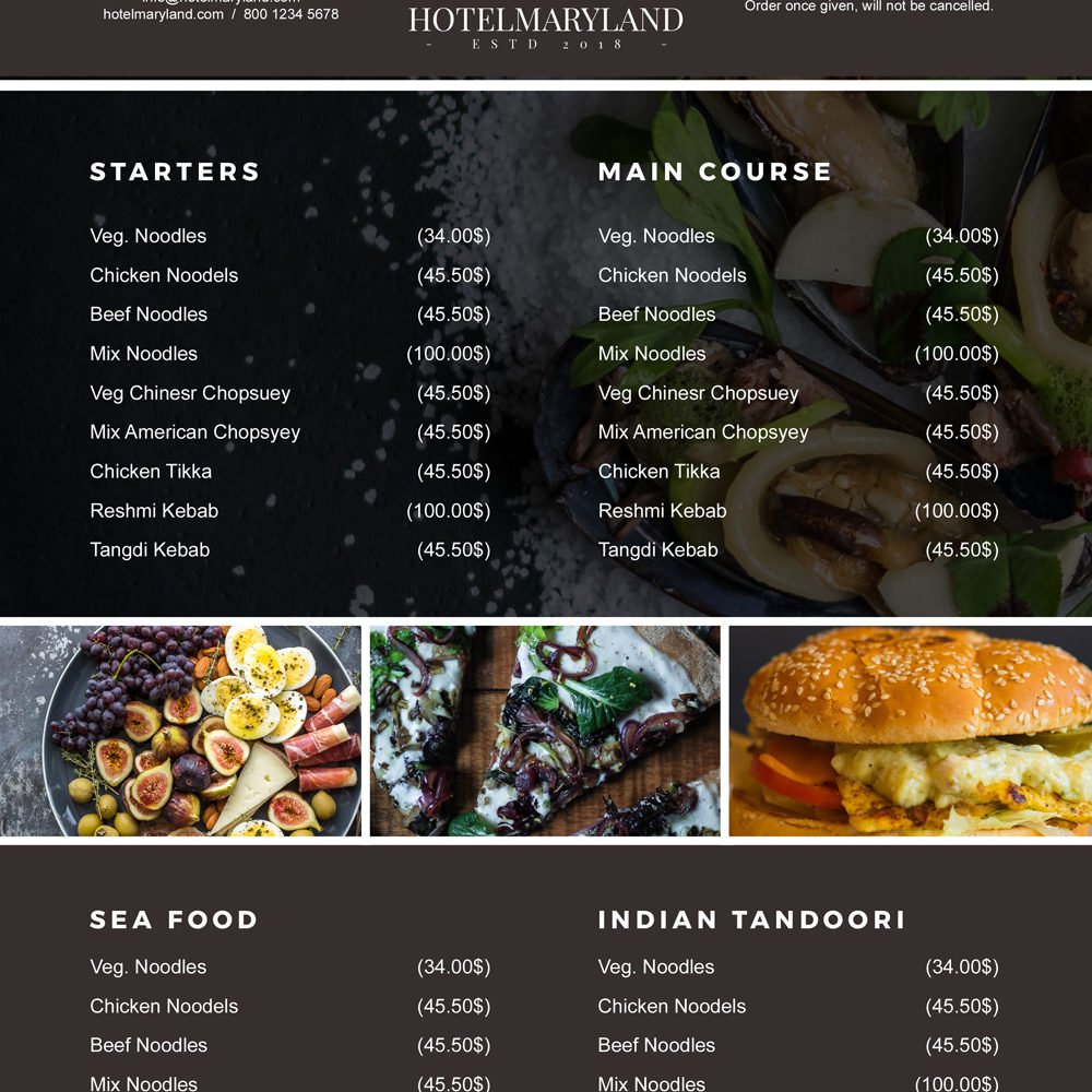 Simple Food Menu Template
