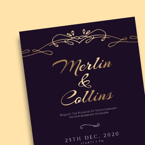 Simple Gold Wedding Invitation