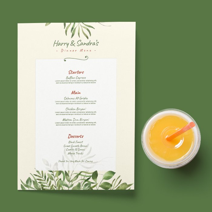 Simple Wedding Menu Template