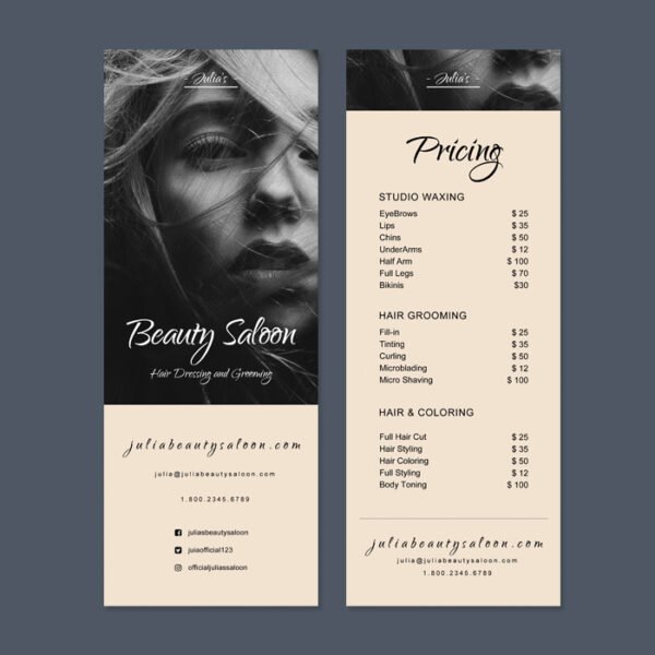 Beauty Saloon Pricing Template