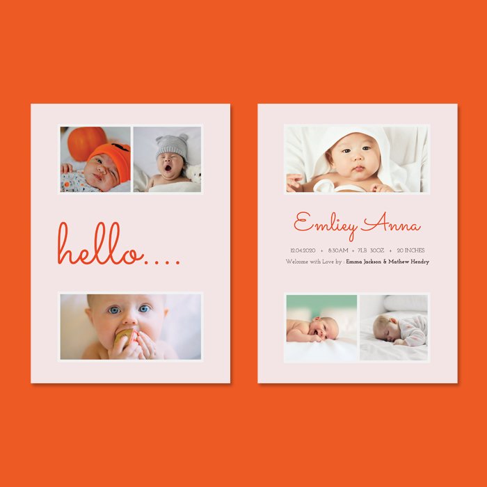 Editable Birth Announcement Card