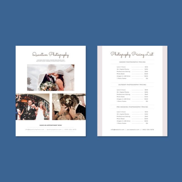 Sample Wedding Pricing List