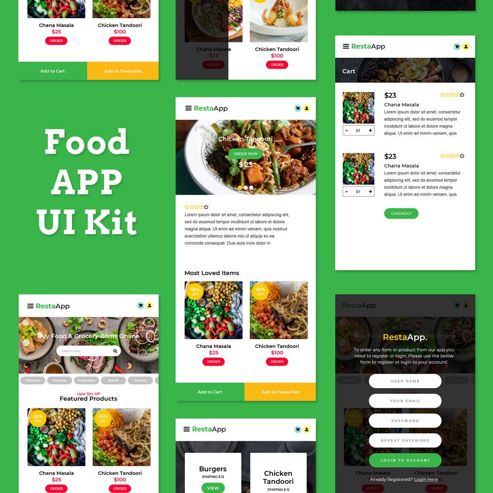 food app ui kit template