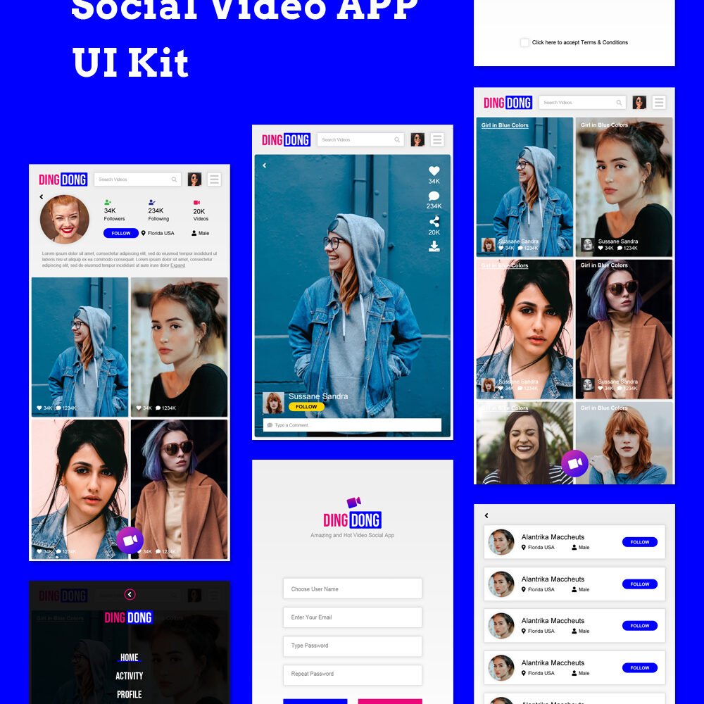 social video app ui kit template