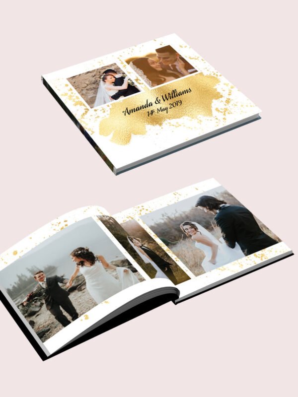 Gold Foilage Wedding Album Template 10x10